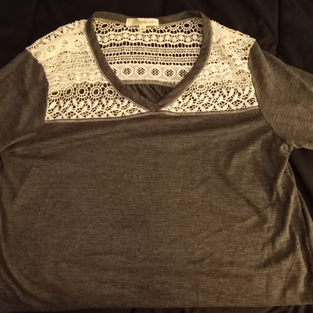Gray crochet large top